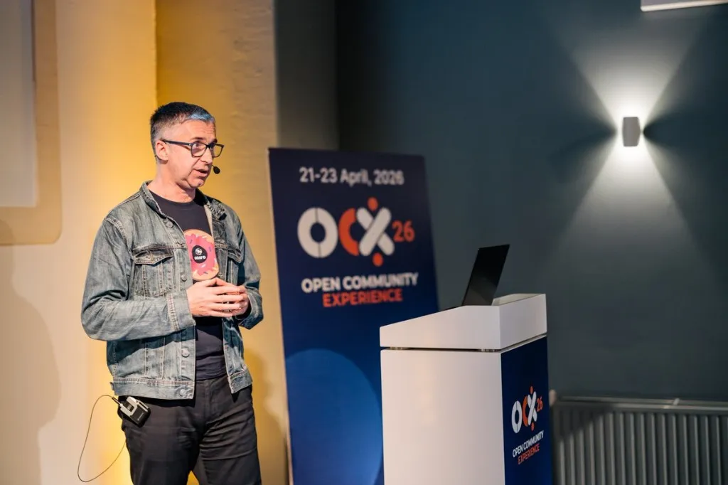 Dan Ghica speaking at OCX 2026 in Brussels